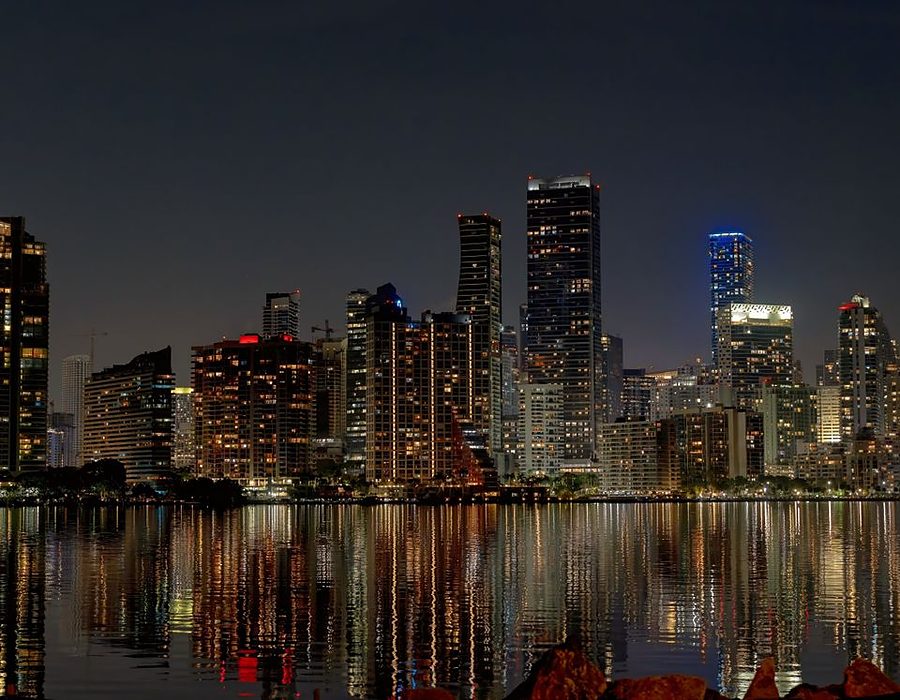 Miami skyline at night